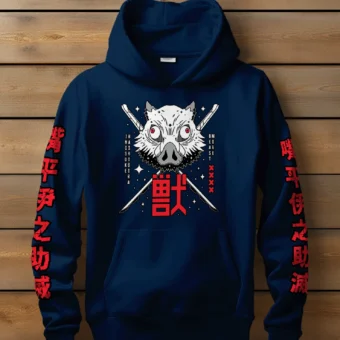 Blusa Moletom Inosuke Kimetsu no Yaiba Anime CANGURU FLUXOGEEK